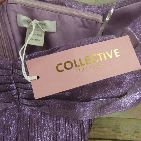 Collective The Label Metallic Purple Off Shoulder Dress 8 - Picture 9 of 16
